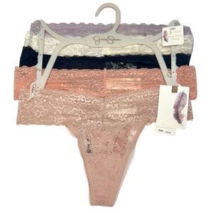 JESSICA SIMPSON 5 Pack Ultra Flirty Sexy Lace Floral Thongs Neutral NWT Small